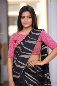 Kusumm in Black Designer Saree