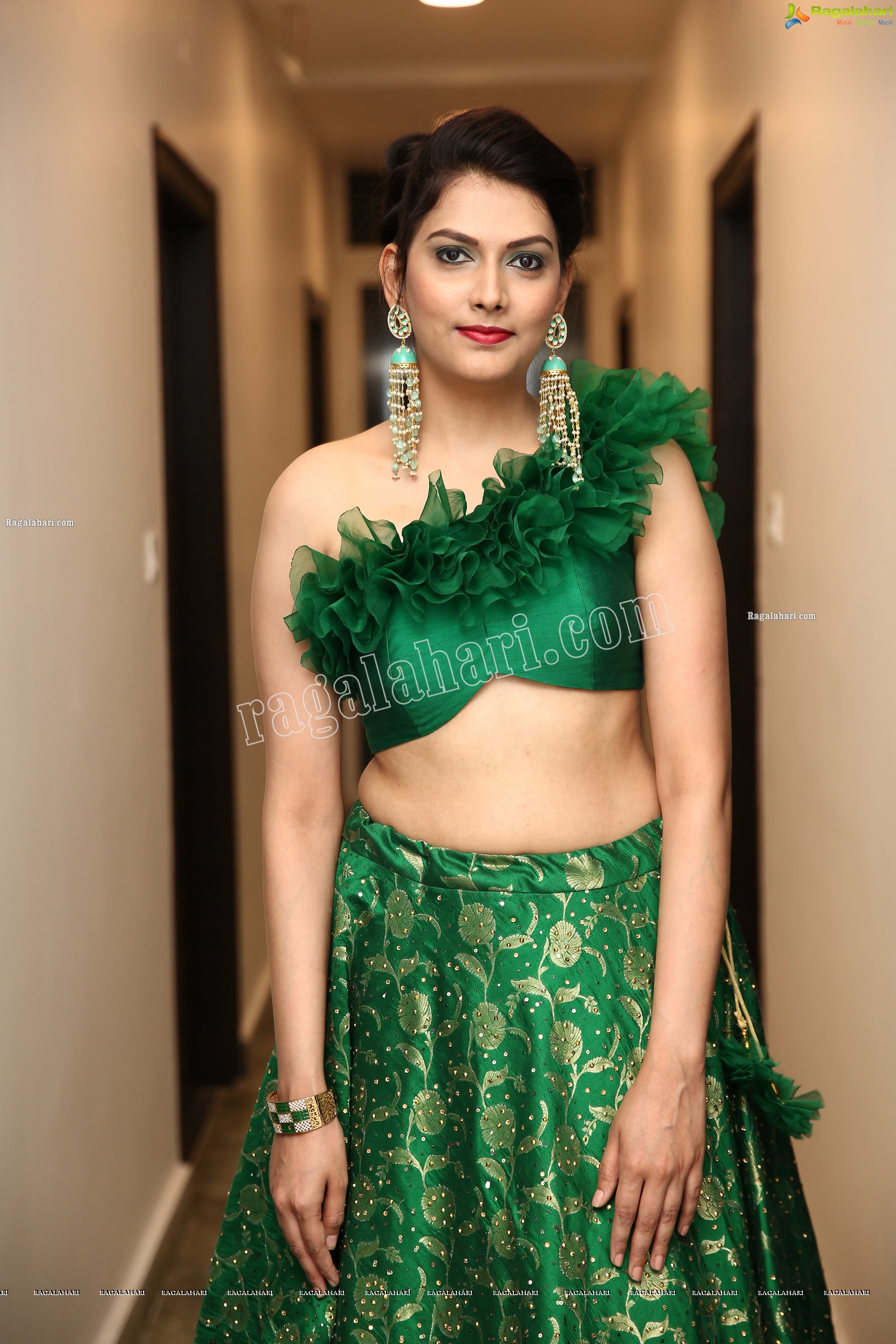 Naina Dabi in Green Designer Lehenga, HD Photo Gallery