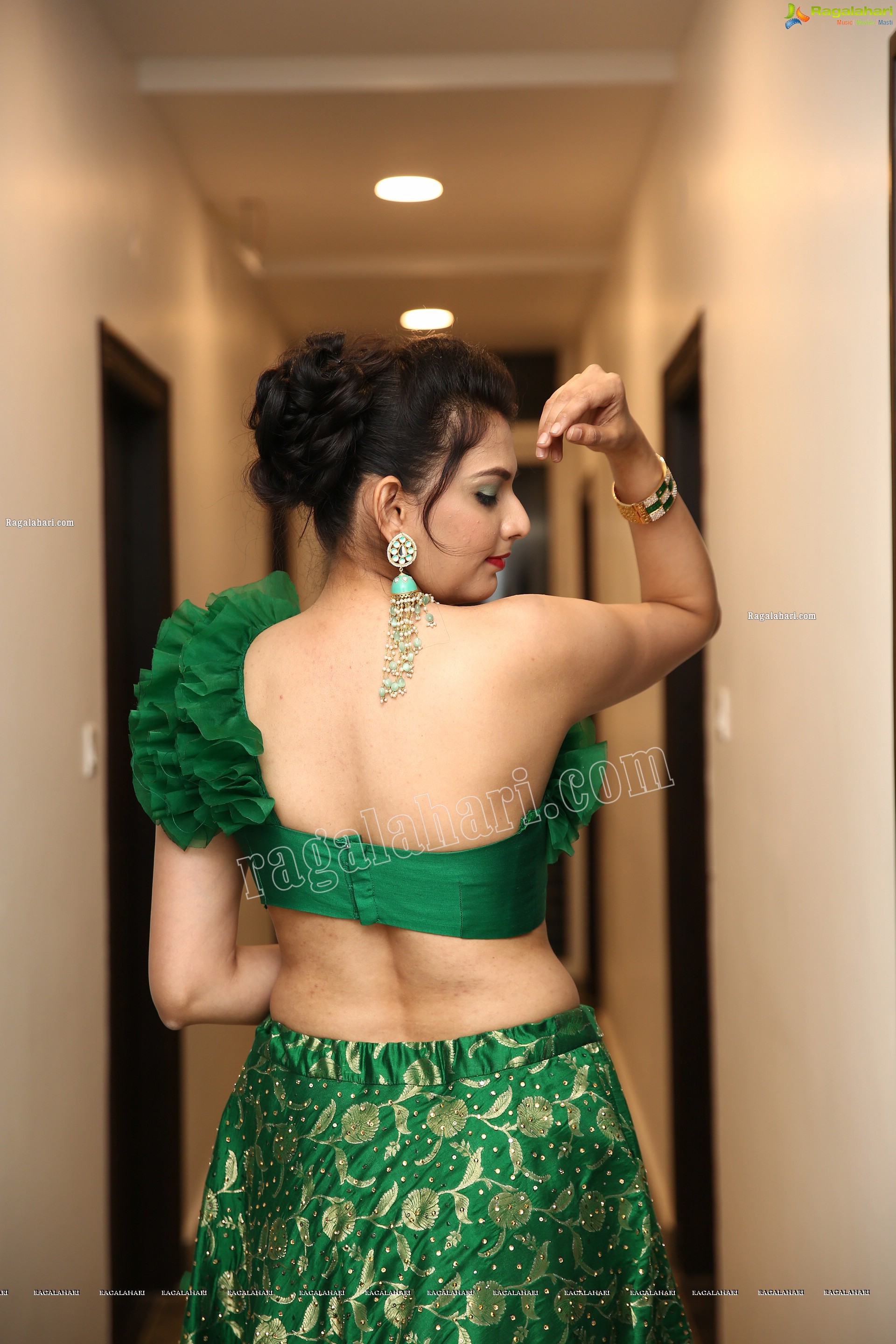 Naina Dabi in Green Designer Lehenga, HD Photo Gallery