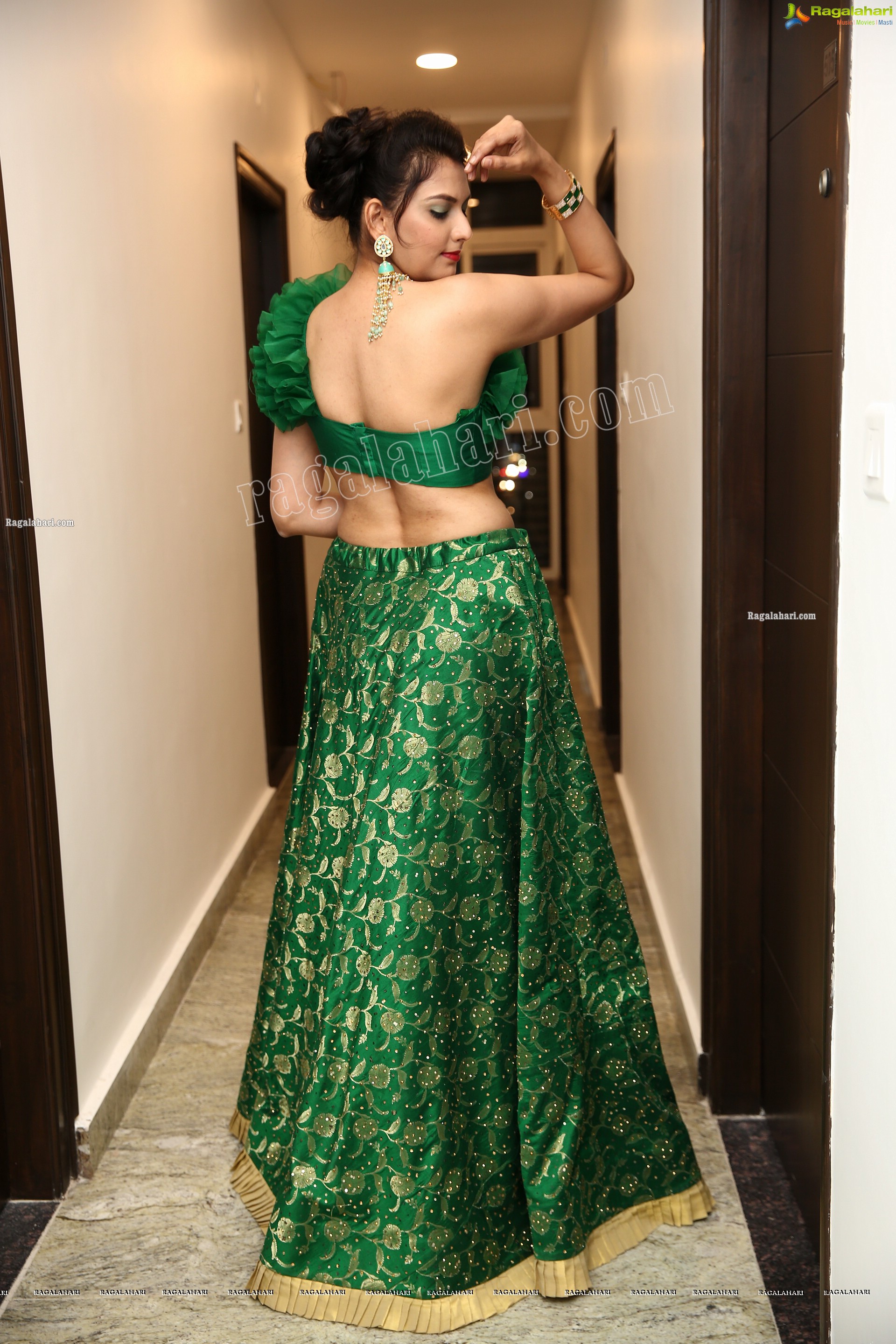 Naina Dabi in Green Designer Lehenga, HD Photo Gallery