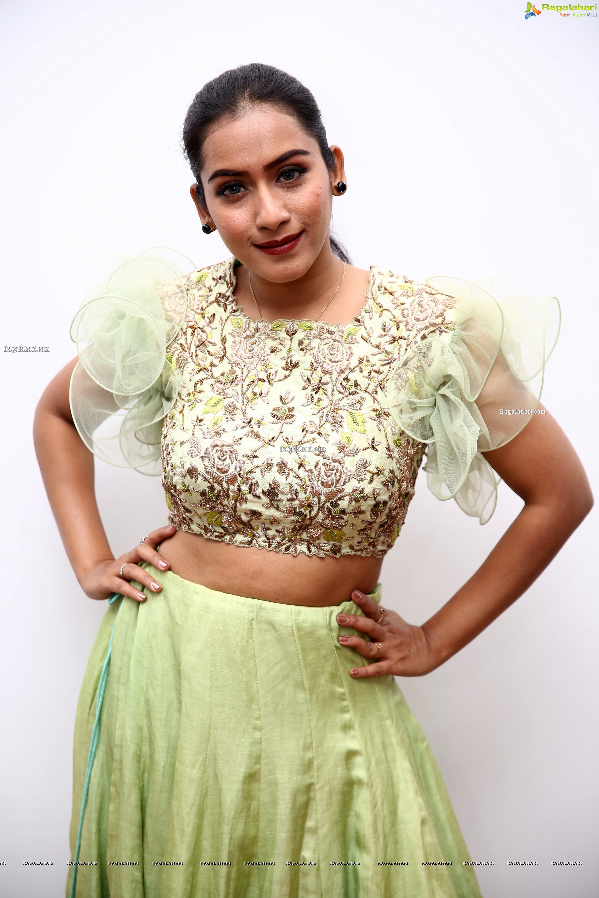 Preetie Singh Rajput in Pistachio Green Designer Lehenga, HD Photo Gallery