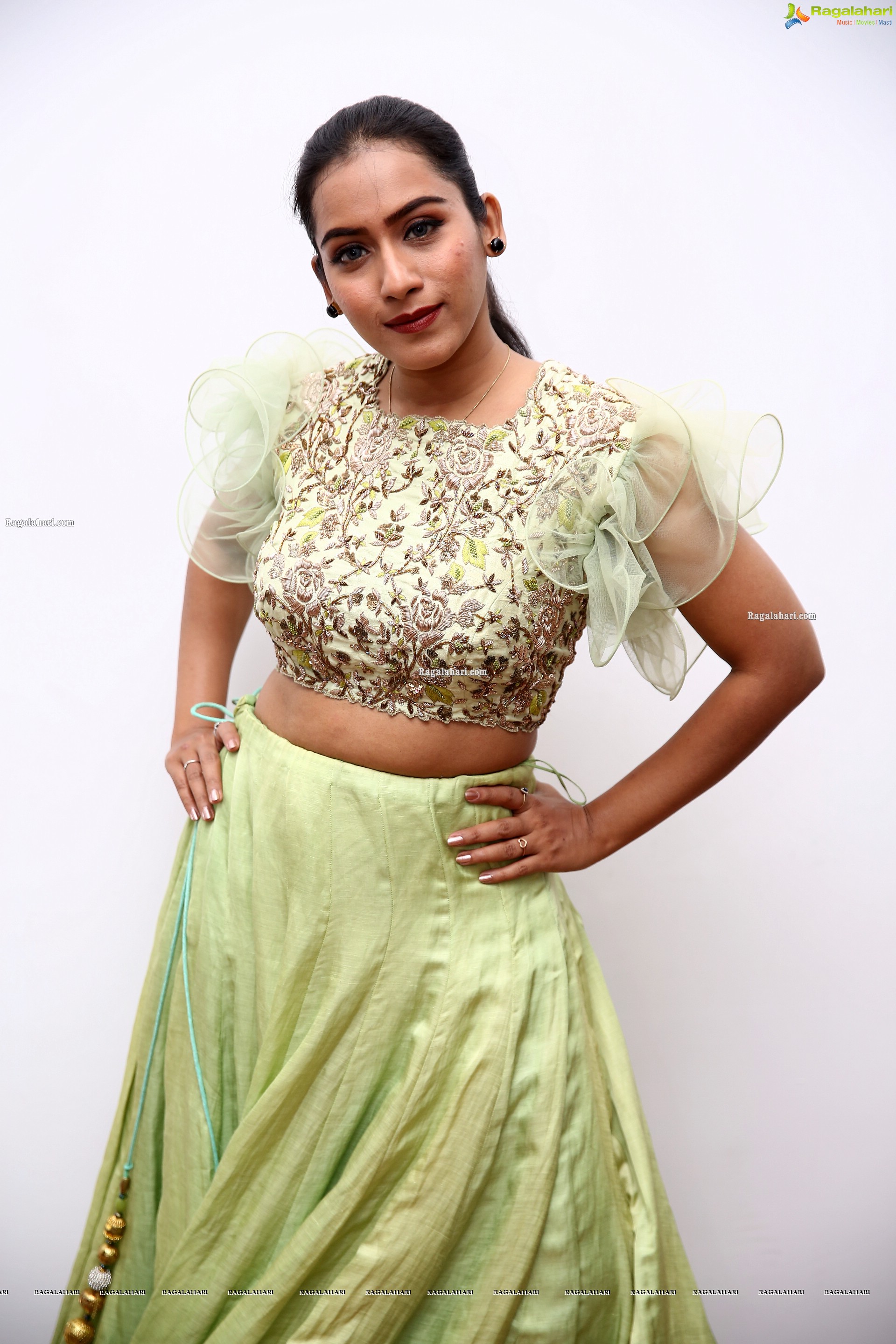 Preetie Singh Rajput in Pistachio Green Designer Lehenga, HD Photo Gallery