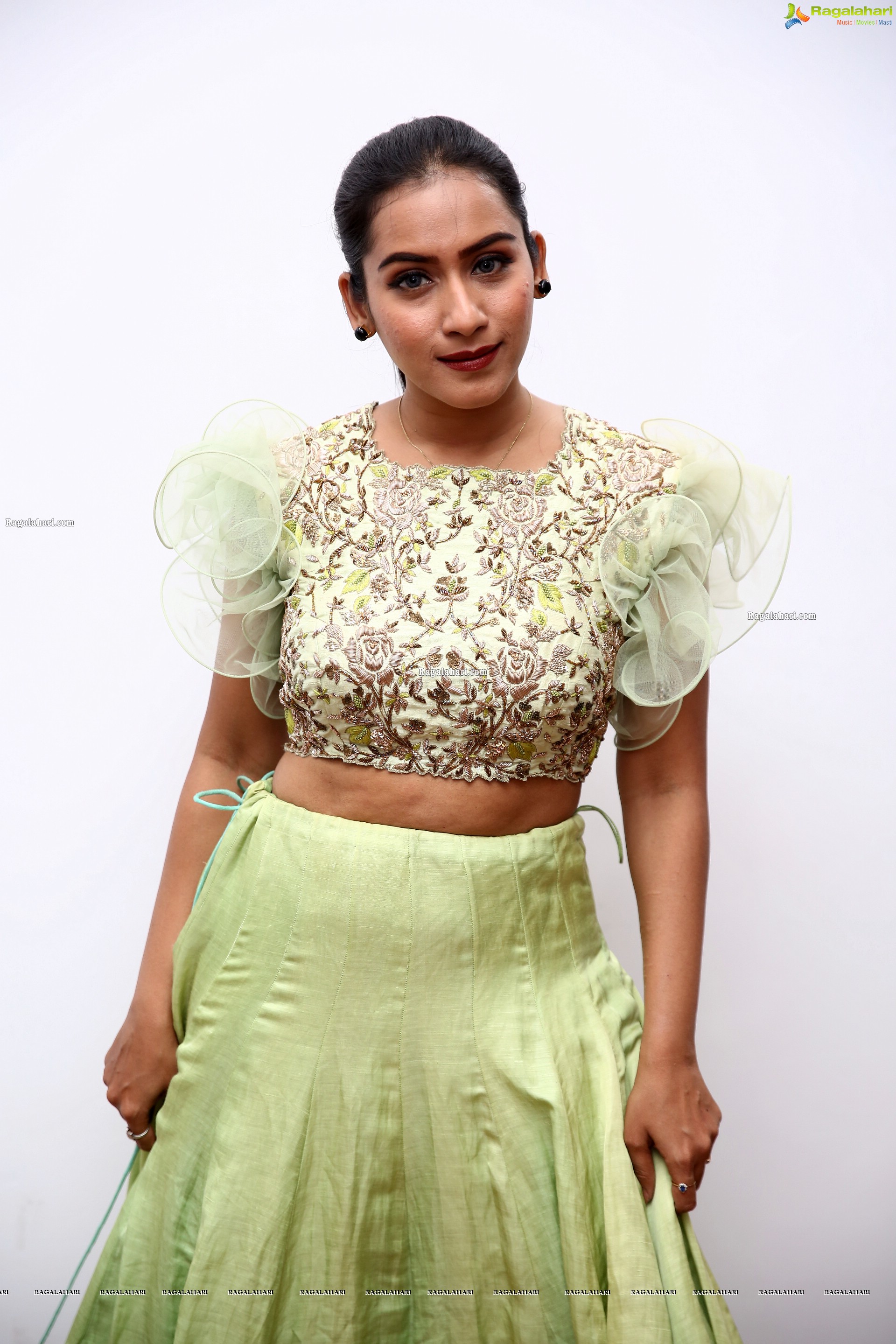 Preetie Singh Rajput in Pistachio Green Designer Lehenga, HD Photo Gallery