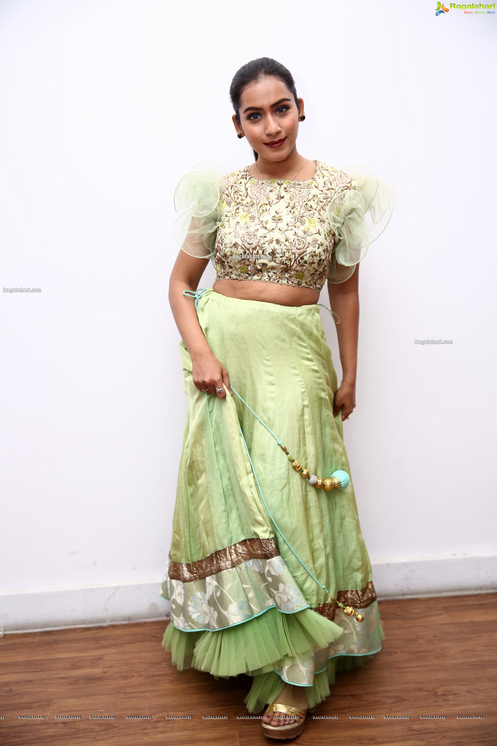 Preetie Singh Rajput in Pistachio Green Designer Lehenga, HD Photo Gallery