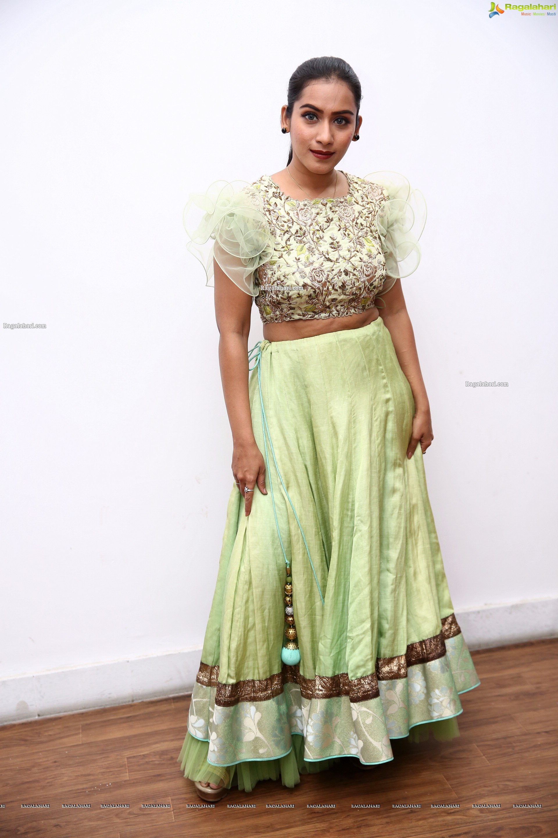 Preetie Singh Rajput in Pistachio Green Designer Lehenga, HD Photo Gallery