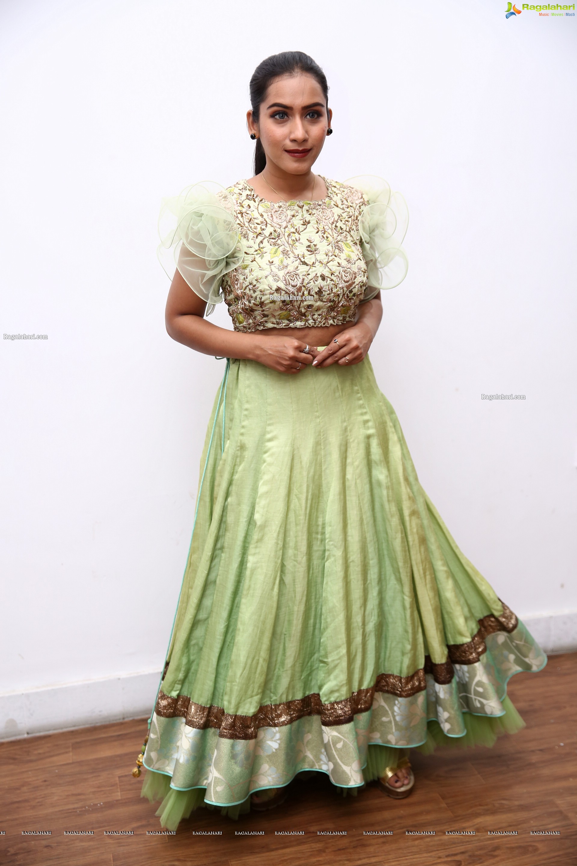 Preetie Singh Rajput in Pistachio Green Designer Lehenga, HD Photo Gallery