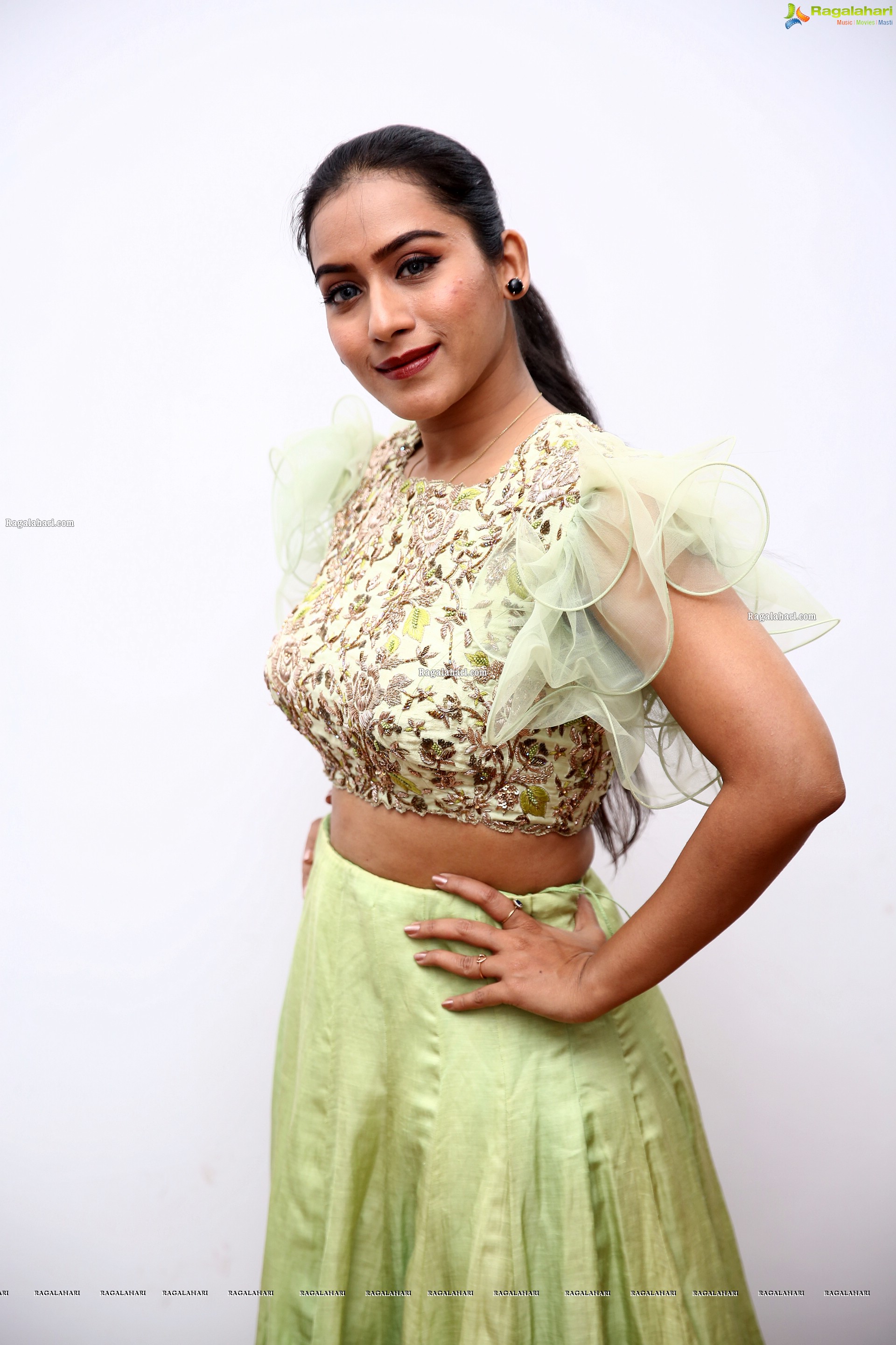 Preetie Singh Rajput in Pistachio Green Designer Lehenga, HD Photo Gallery