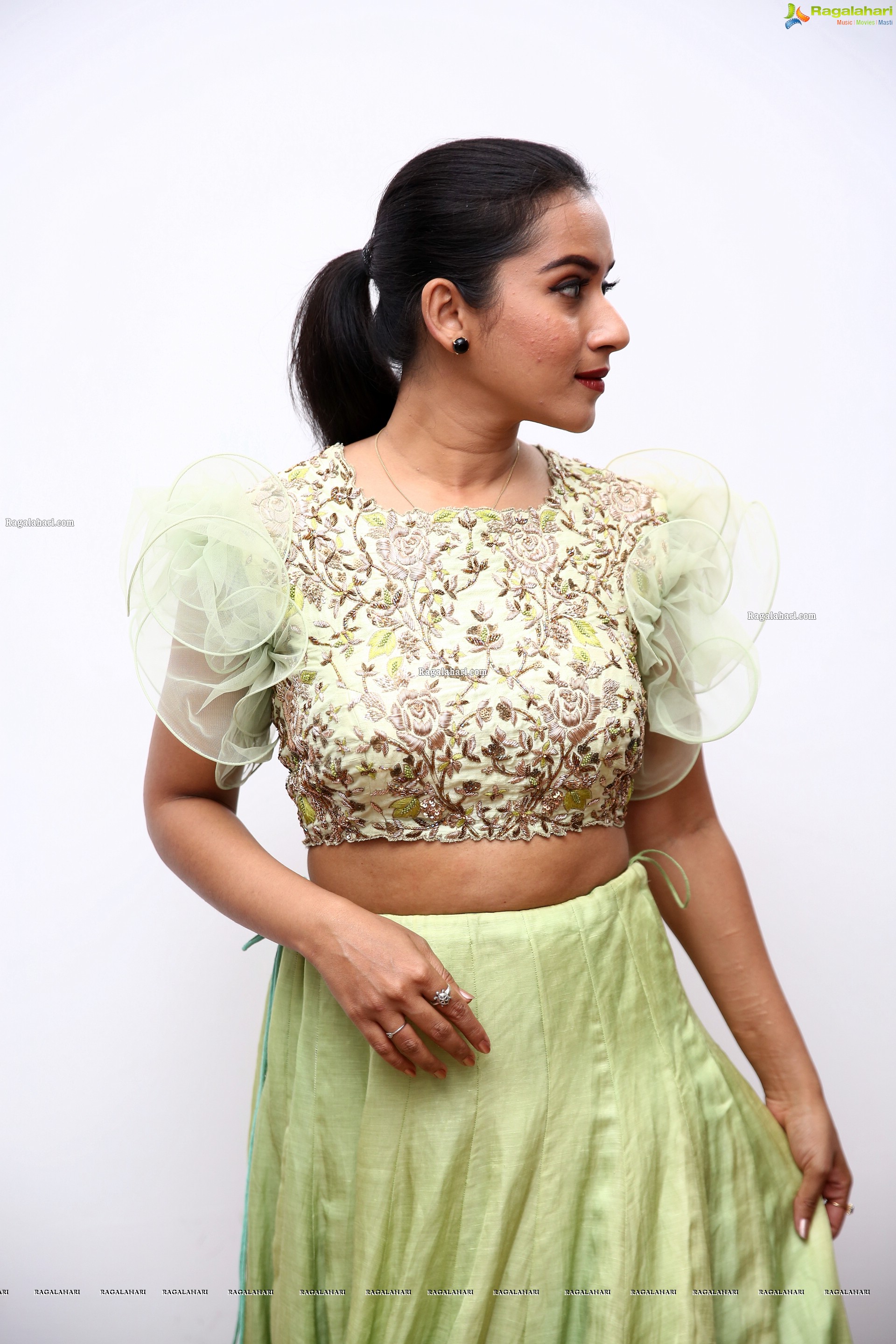 Preetie Singh Rajput in Pistachio Green Designer Lehenga, HD Photo Gallery