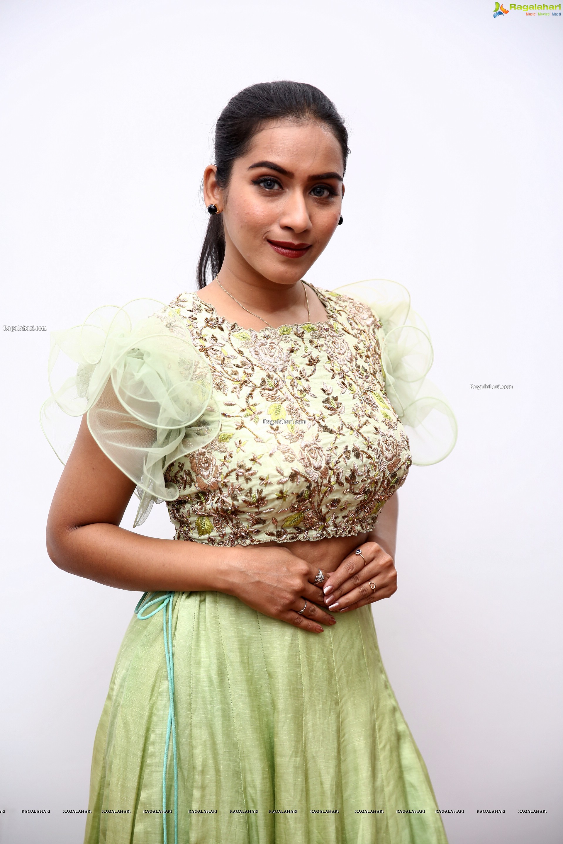 Preetie Singh Rajput in Pistachio Green Designer Lehenga, HD Photo Gallery