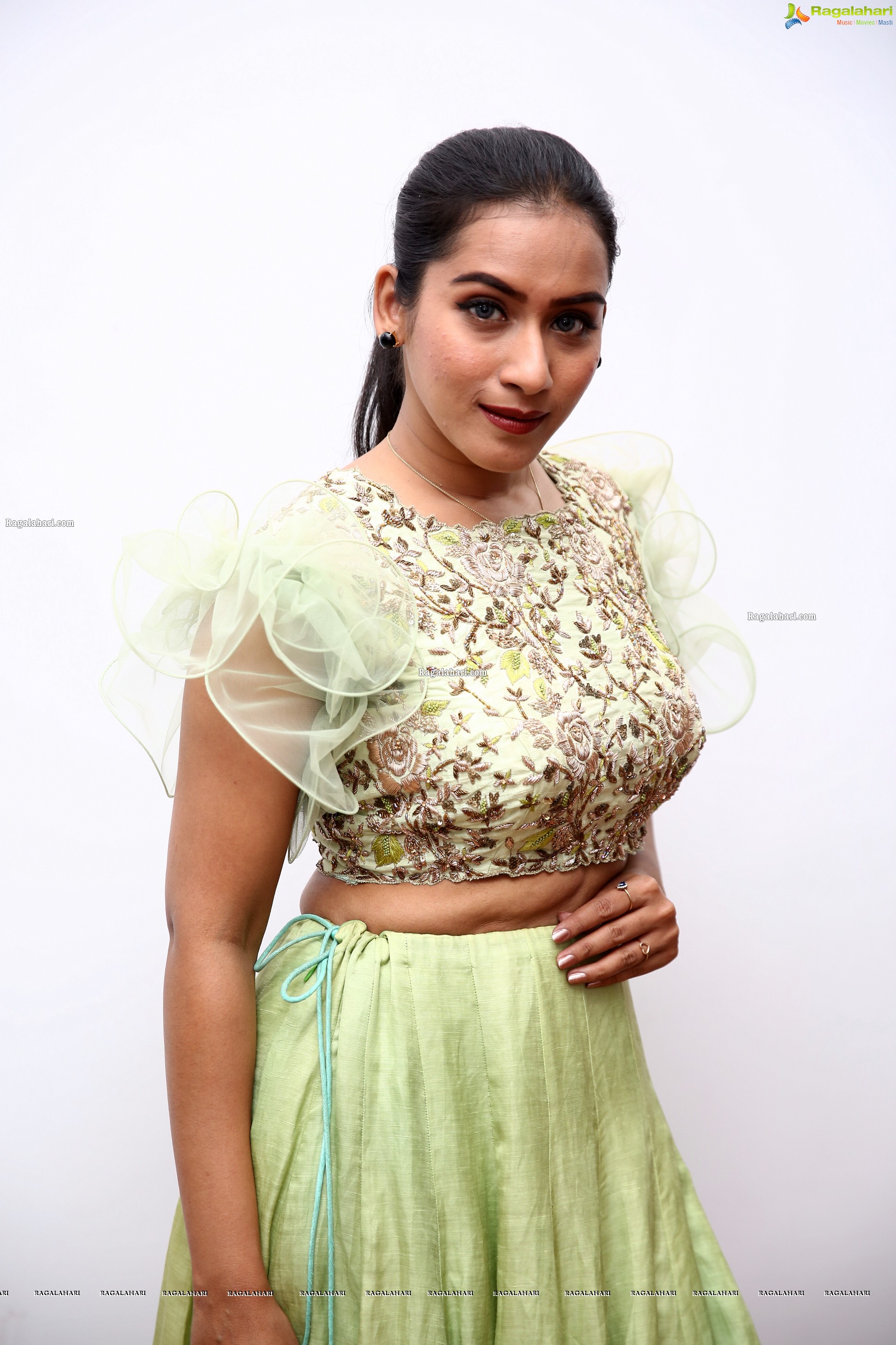 Preetie Singh Rajput in Pistachio Green Designer Lehenga, HD Photo Gallery