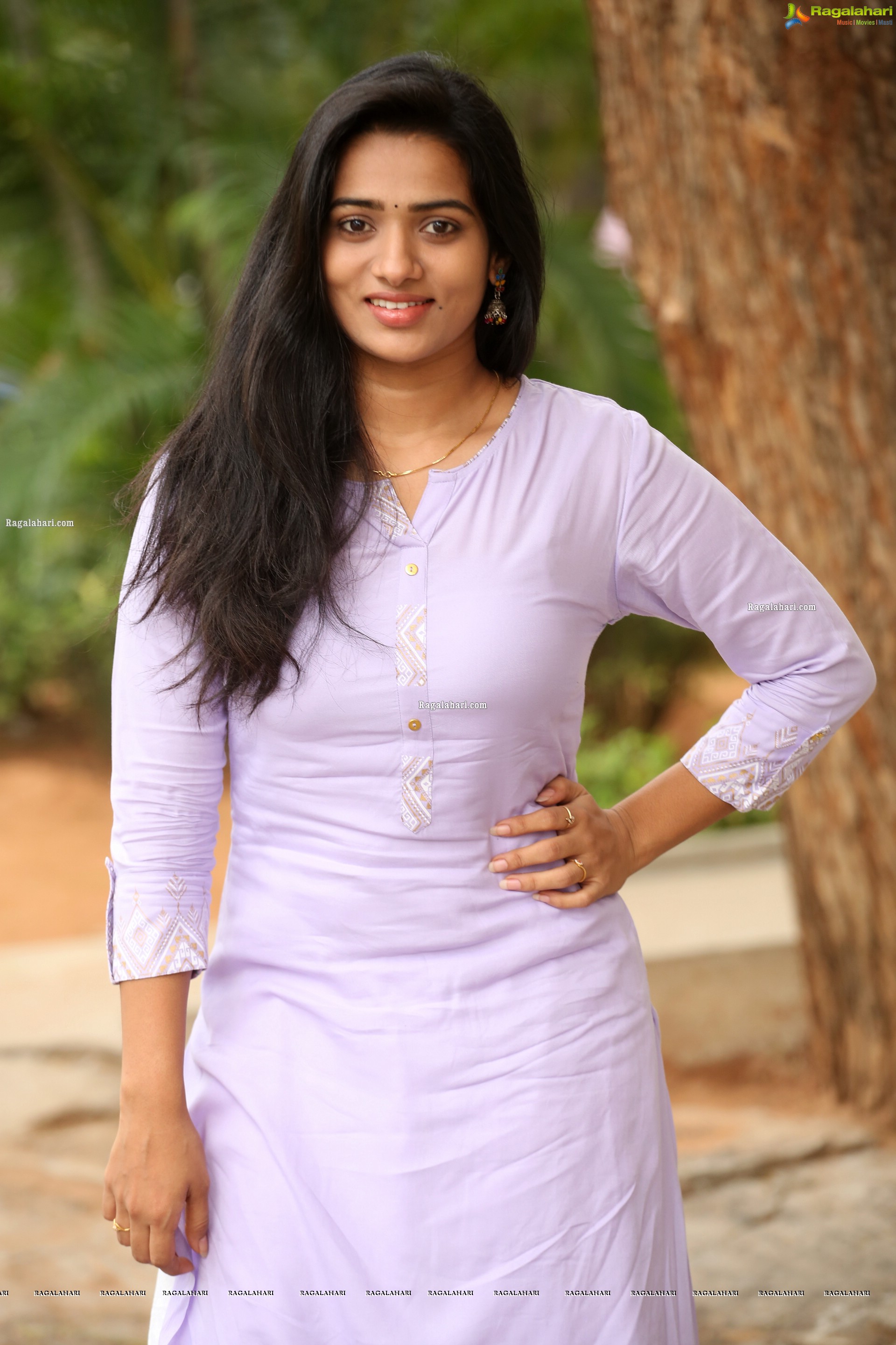 Rekha Nirosha in Light-Purple Kurta and Palazzo, HD Photo Gallery