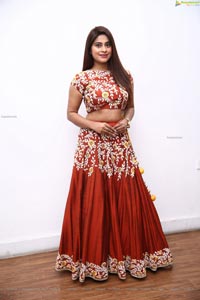 Shravani Varma in Rust Embellished Lehenga