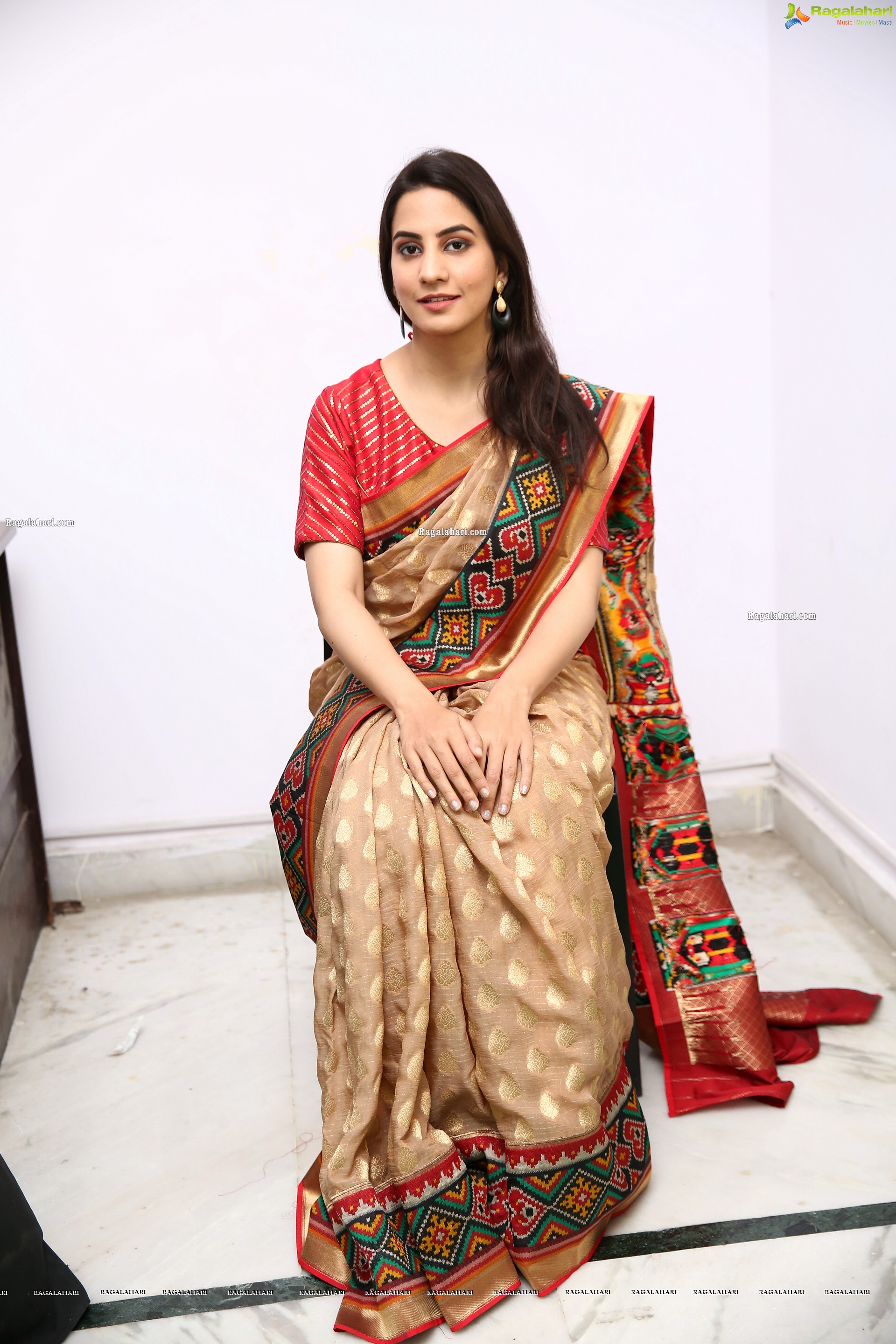 Tejal Tammali Gorgeous Stills in Silk Saree, HD Photo Gallery