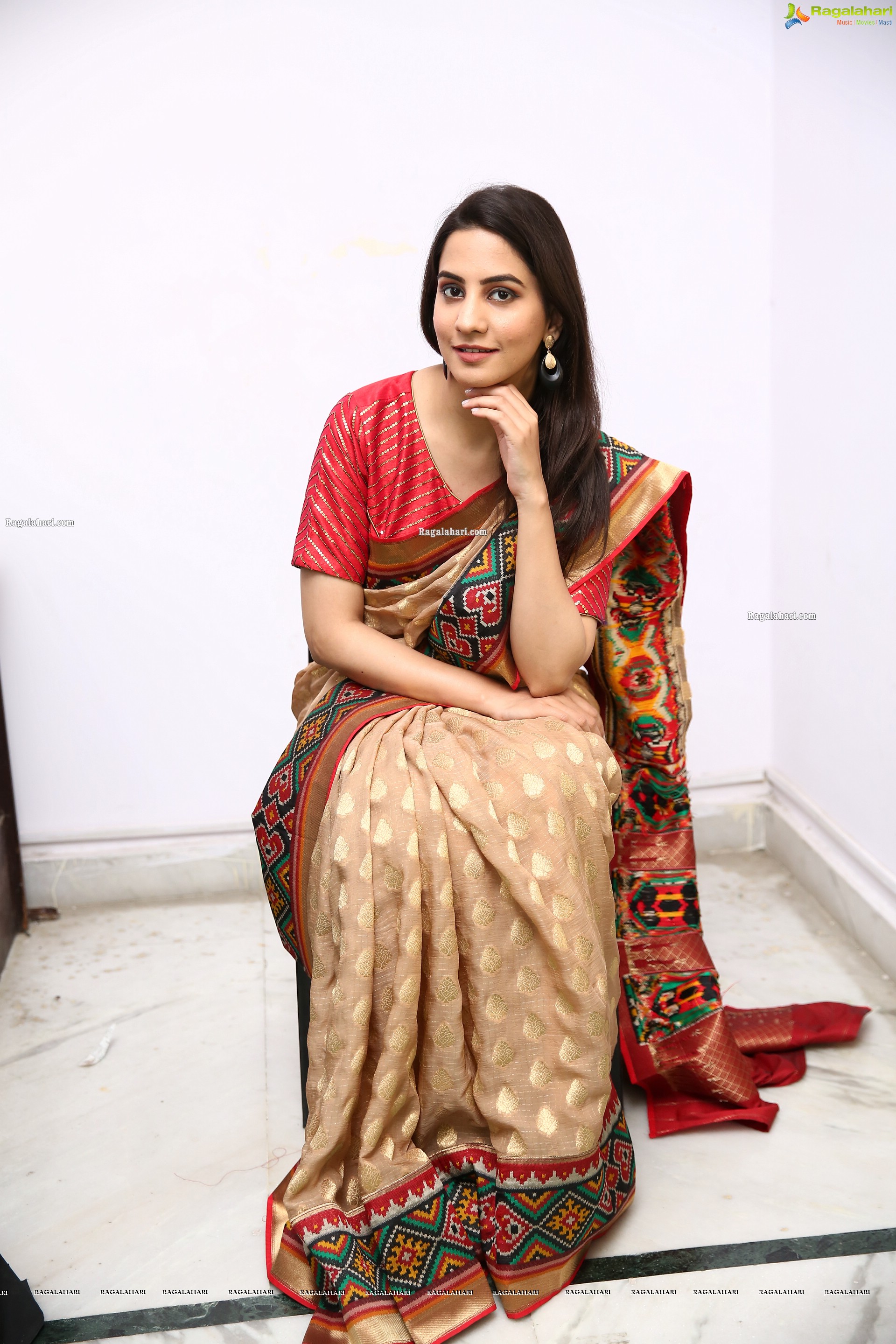 Tejal Tammali Gorgeous Stills in Silk Saree, HD Photo Gallery