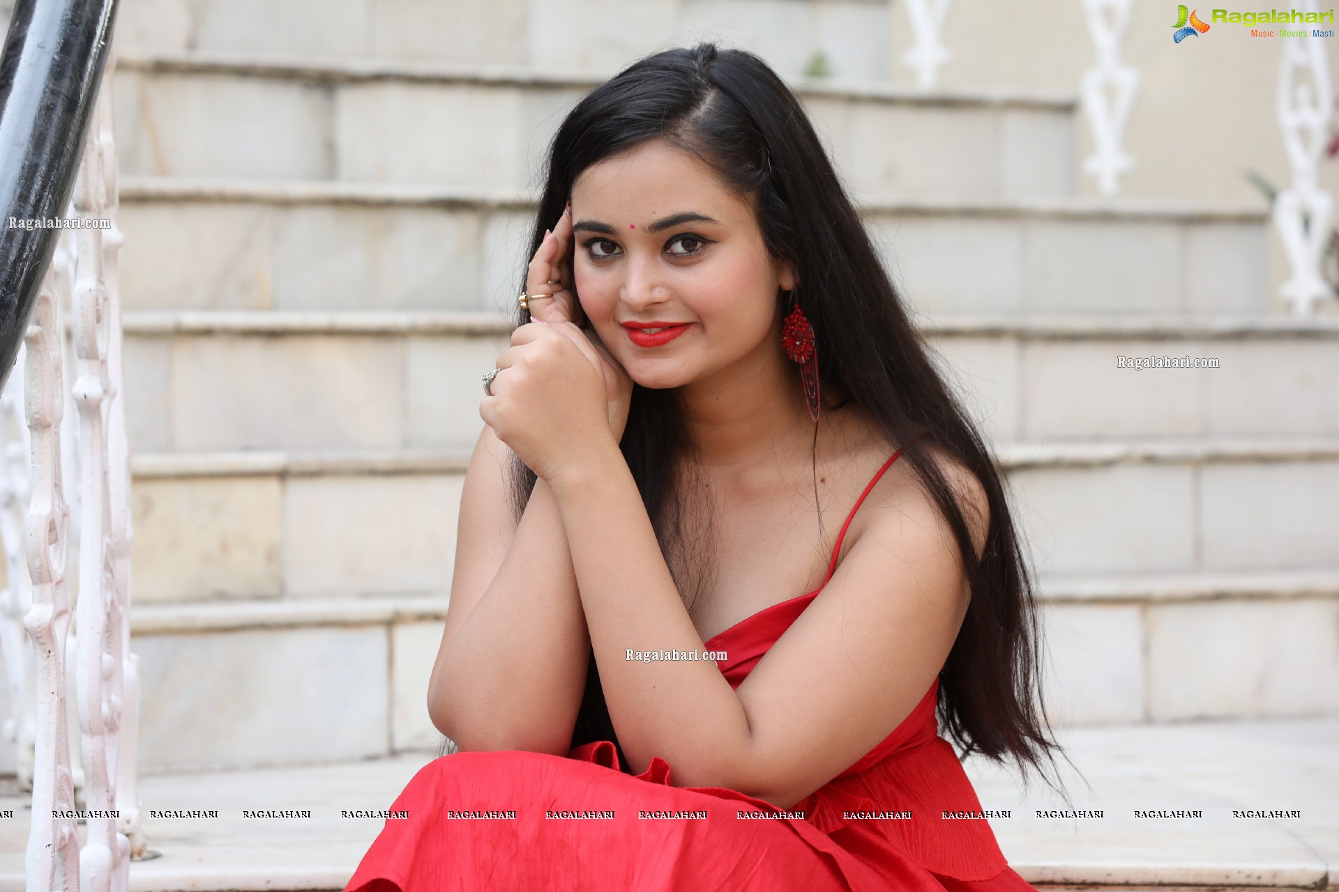 Vaanya Aggarwal in Red Ruffle Dress, HD Photo Gallery