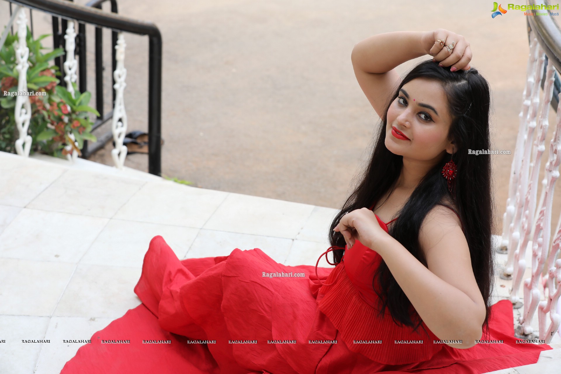 Vaanya Aggarwal in Red Ruffle Dress, HD Photo Gallery