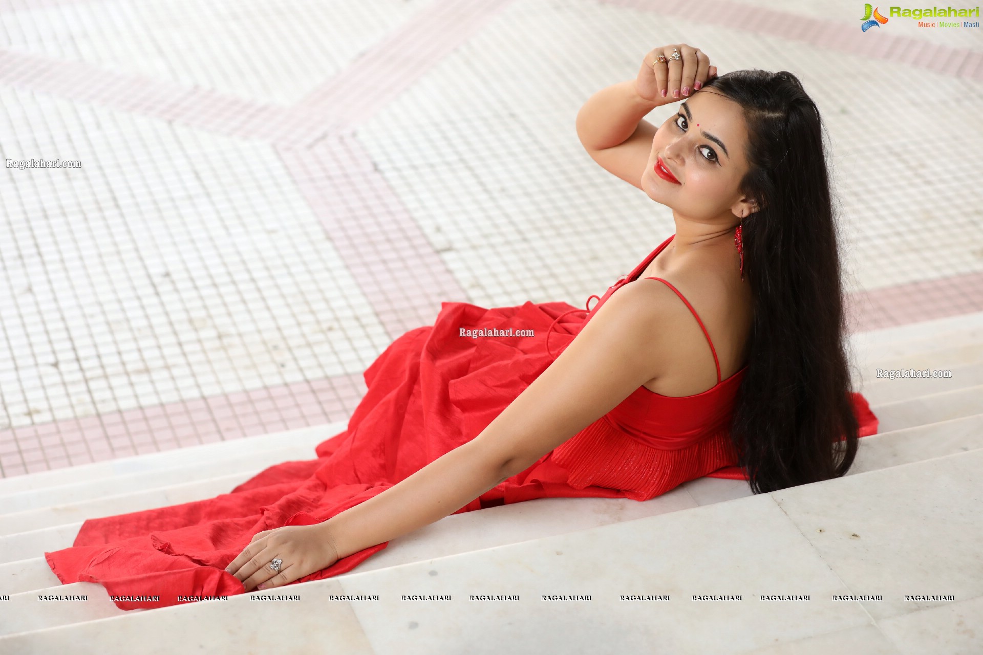 Vaanya Aggarwal in Red Ruffle Dress, HD Photo Gallery