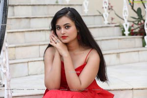 Vaanya Aggarwal in Red Ruffle Dress