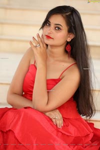 Vaanya Aggarwal in Red Ruffle Dress