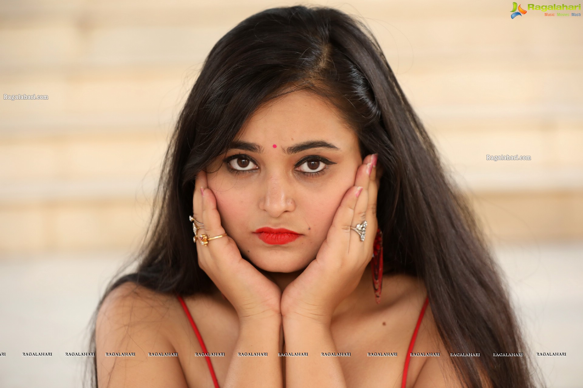 Vaanya Aggarwal in Red Ruffle Dress, HD Photo Gallery