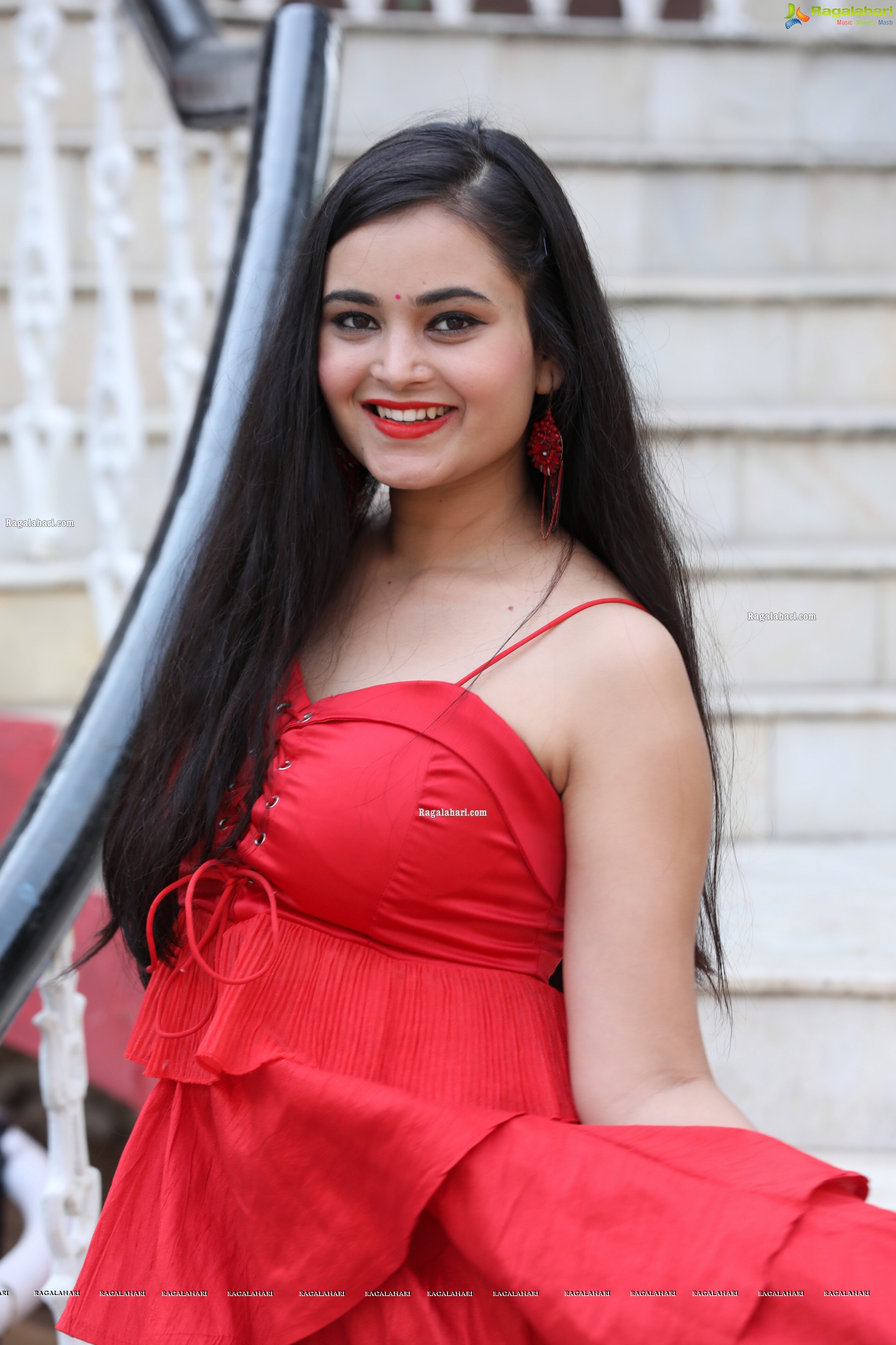 Vaanya Aggarwal in Red Ruffle Dress, HD Photo Gallery