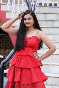 Vaanya Aggarwal in Red Ruffle Dress