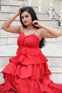 Vaanya Aggarwal in Red Ruffle Dress