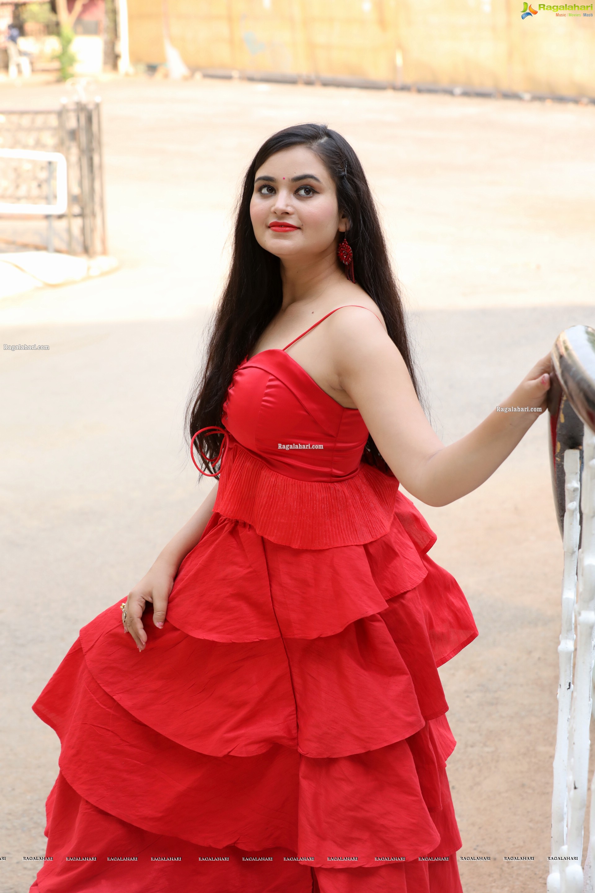 Vaanya Aggarwal in Red Ruffle Dress, HD Photo Gallery