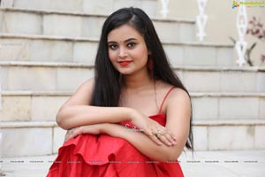 Vaanya Aggarwal in Red Ruffle Dress