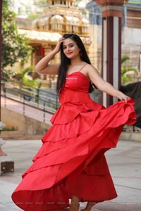 Vaanya Aggarwal in Red Ruffle Dress