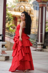 Vaanya Aggarwal in Red Ruffle Dress