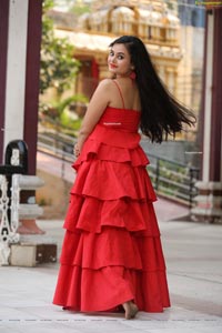 Vaanya Aggarwal in Red Ruffle Dress