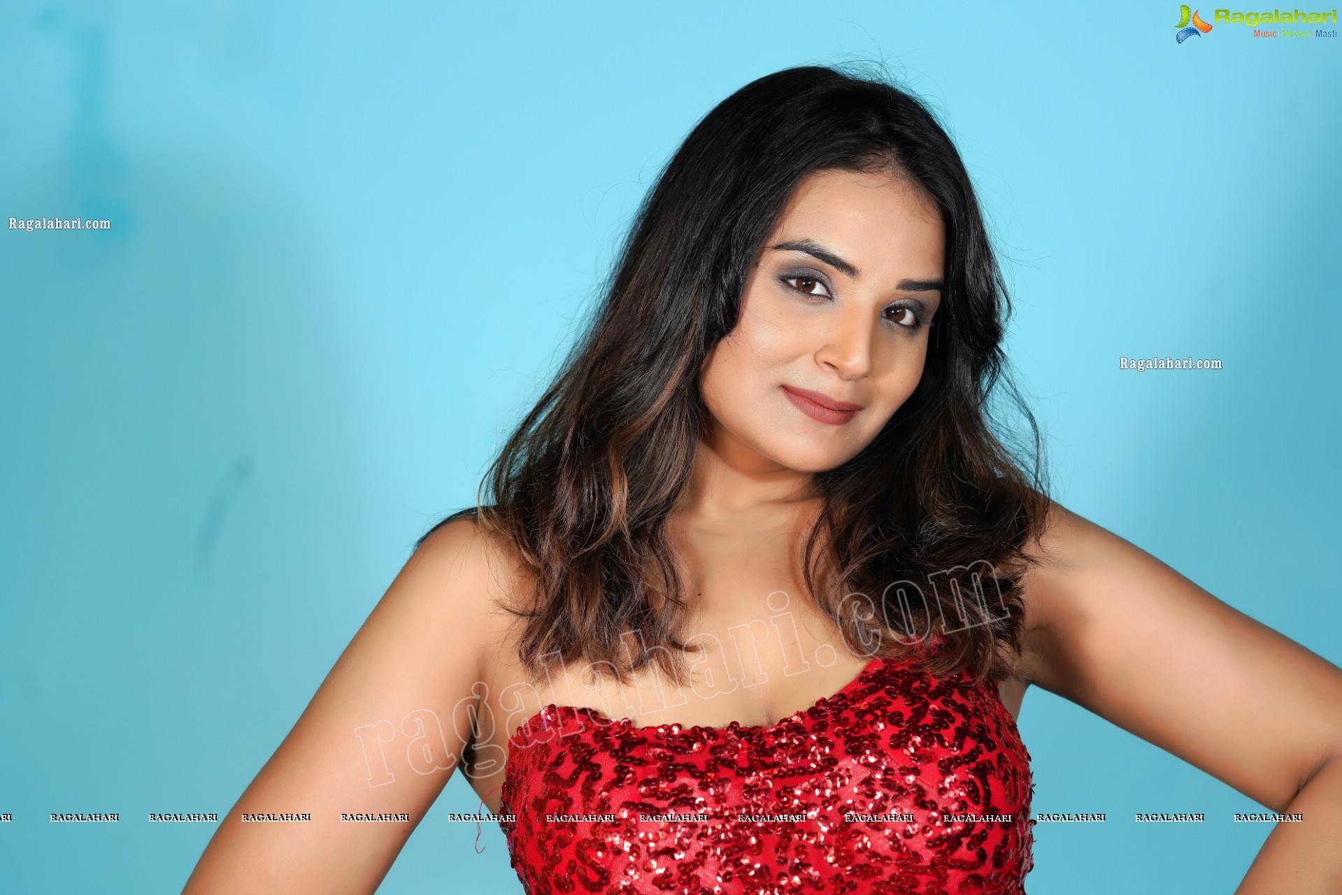 Aadita in Red Sequin Bodycon Dress, Exclusive Photo Shoot