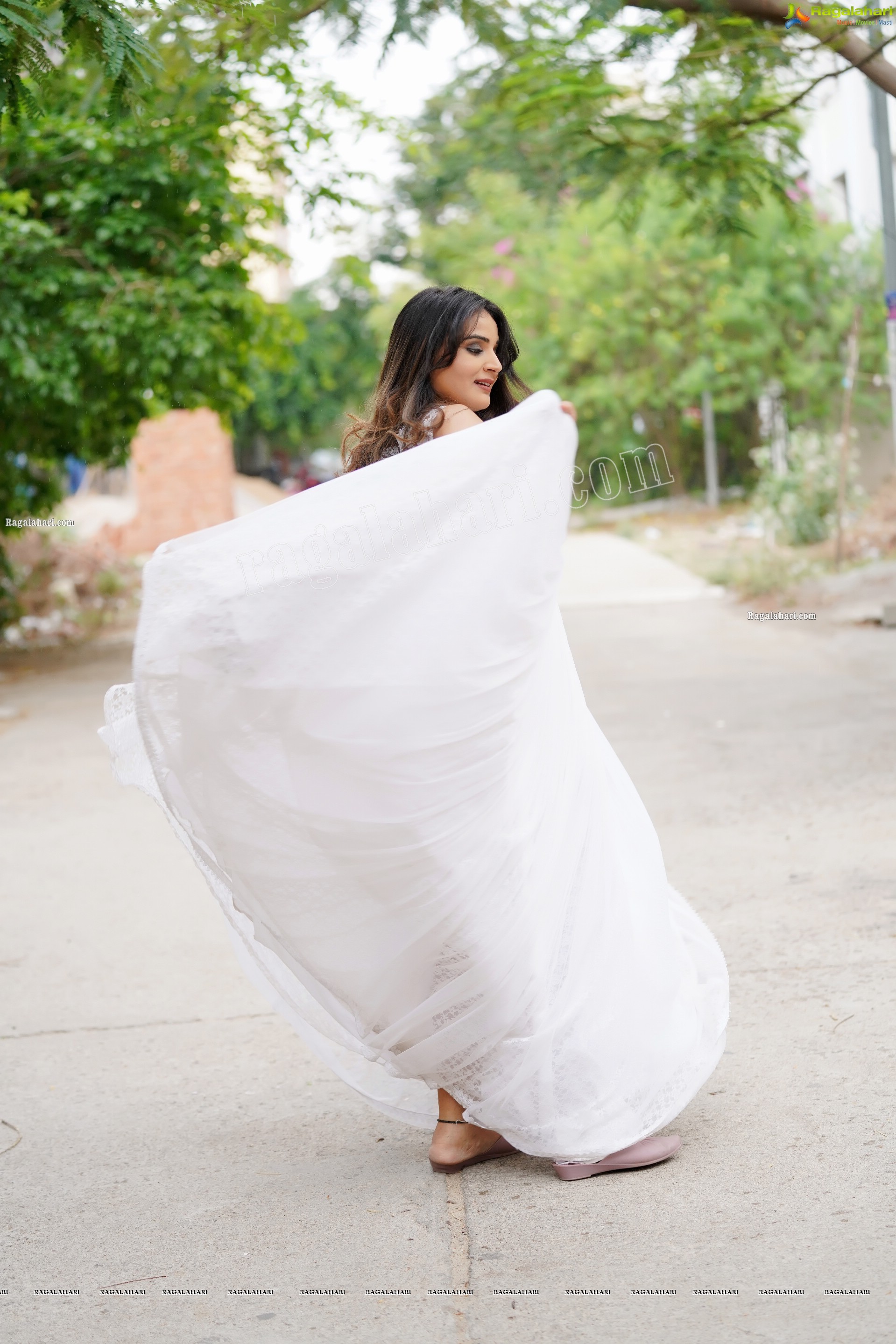 Aadita in White Long Dress, Exclusive Photo Shoot