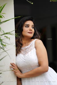 Aadita in White Long Dress