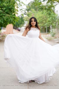 Aadita in White Long Dress