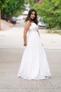 Aadita in White Long Dress