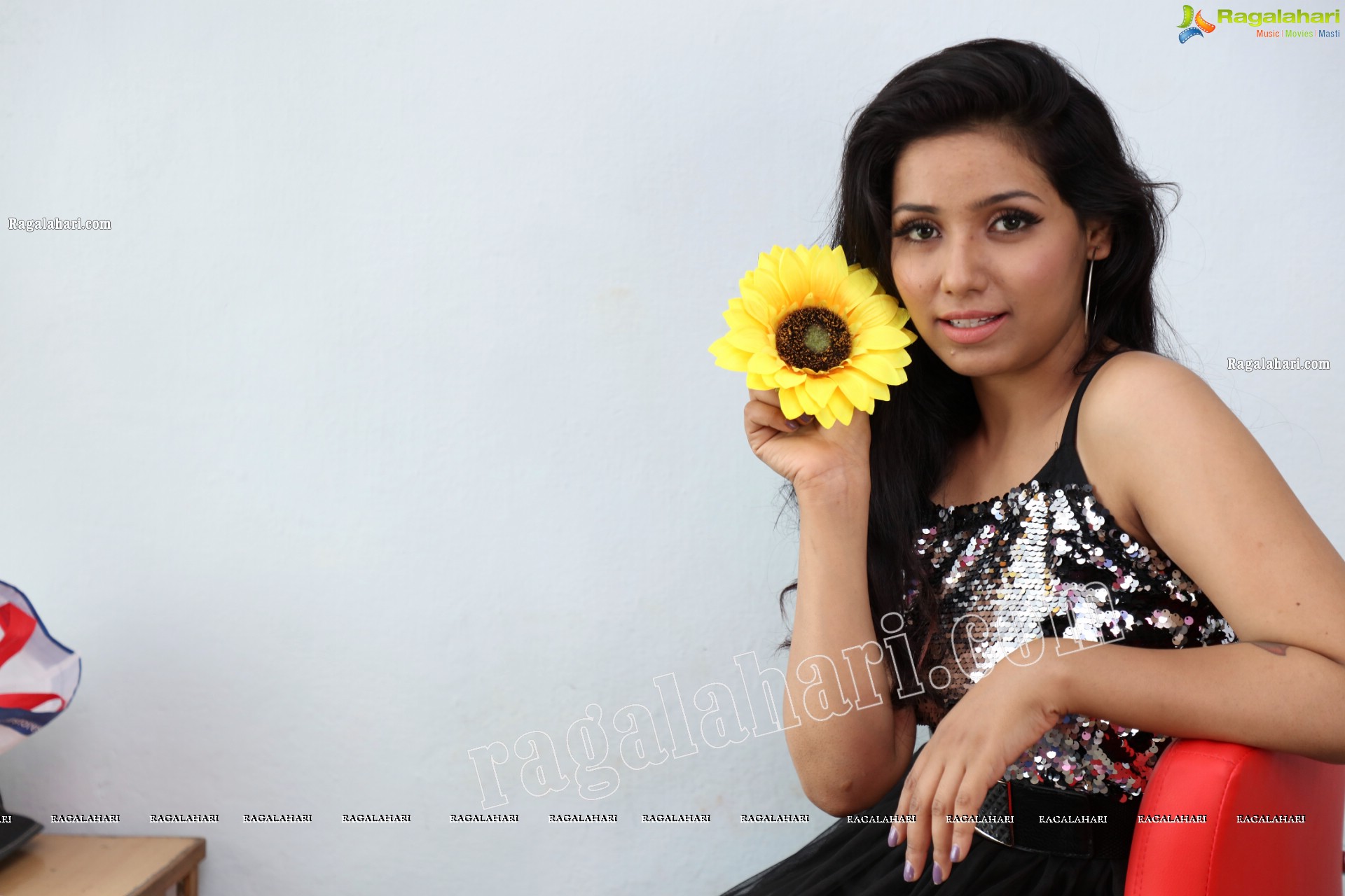 Neha Goswami in Black Sequin Embellished Skater Dress, Exclusive Photo Shoot