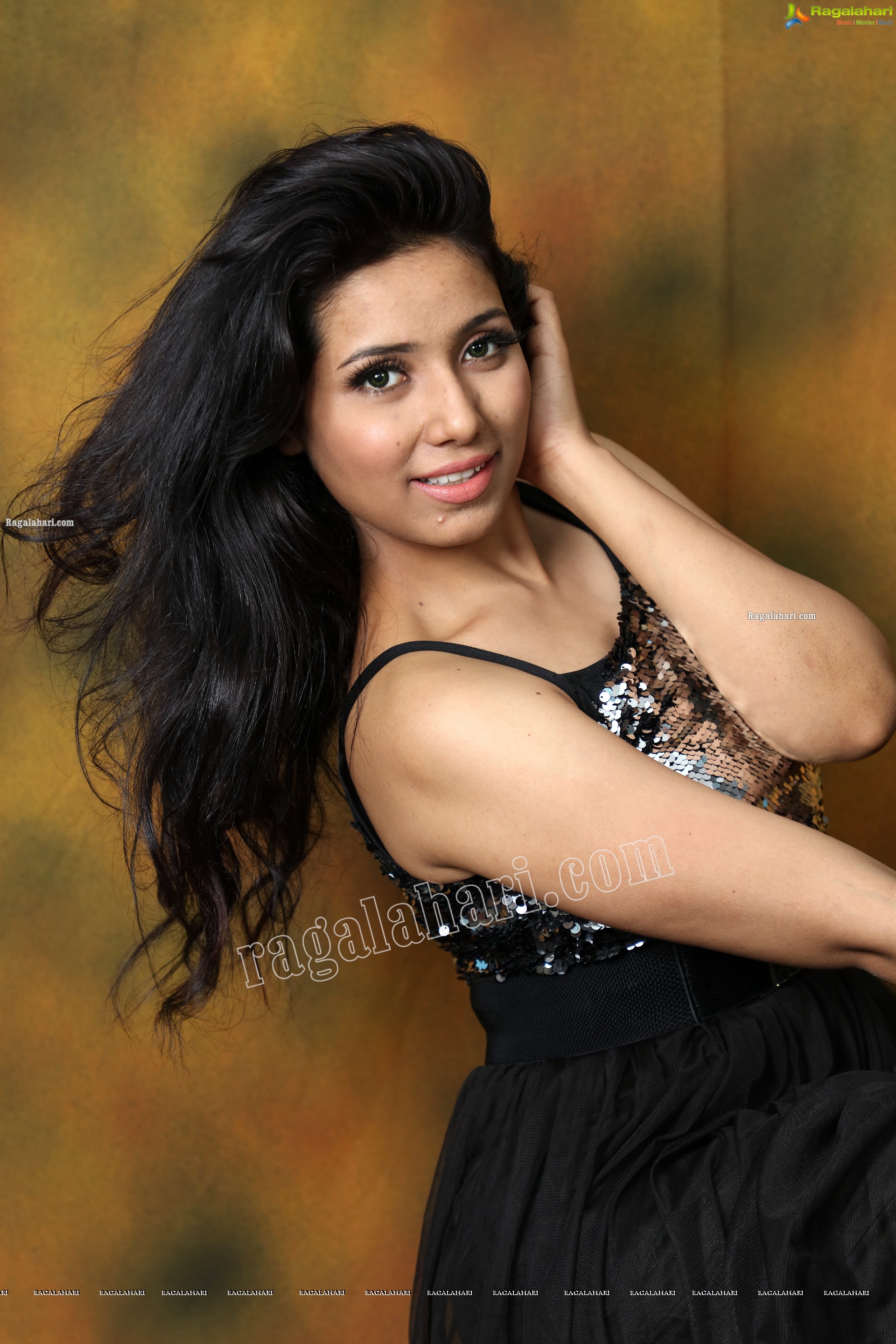 Neha Goswami in Black Sequin Embellished Skater Dress, Exclusive Photo Shoot