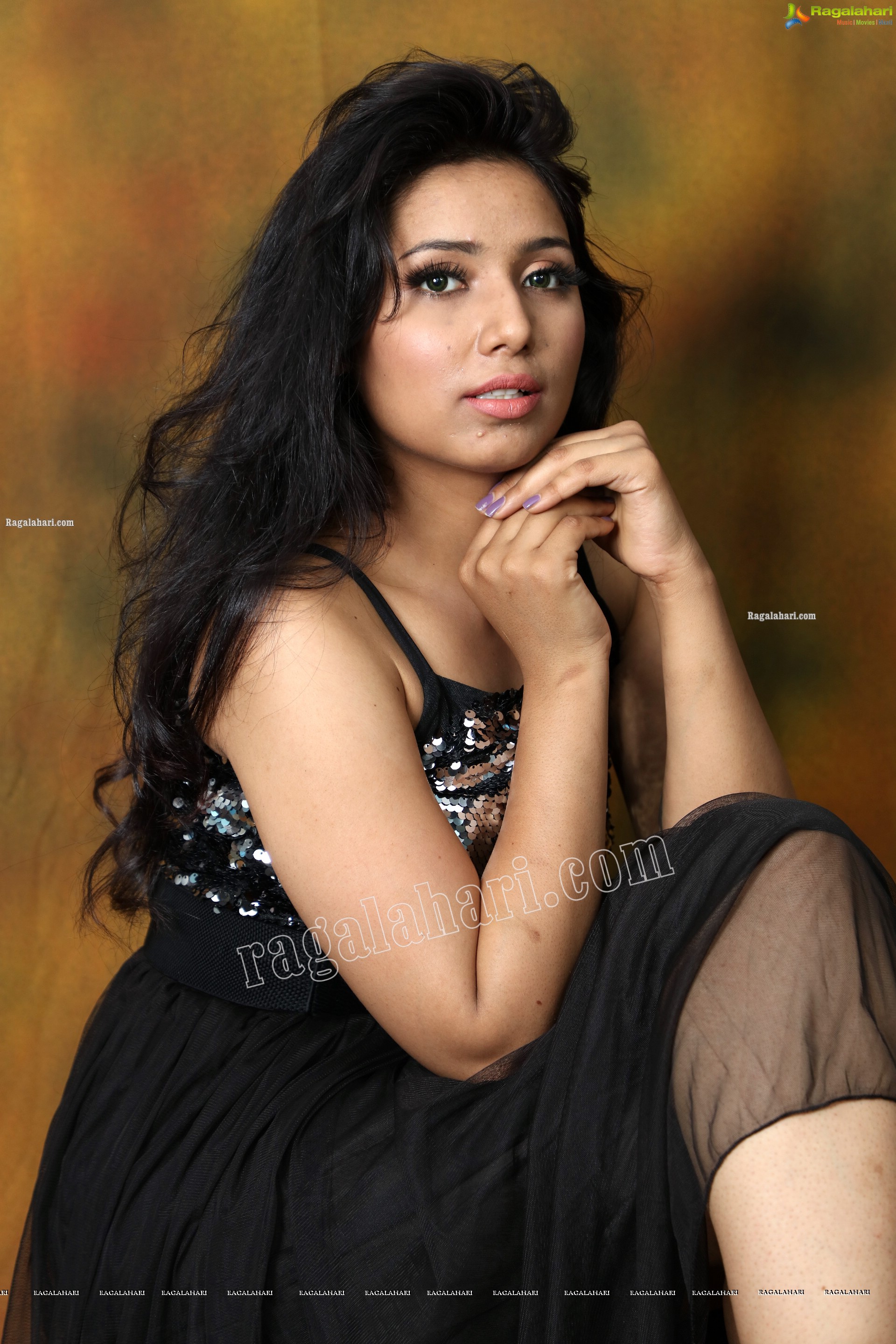 Neha Goswami in Black Sequin Embellished Skater Dress, Exclusive Photo Shoot