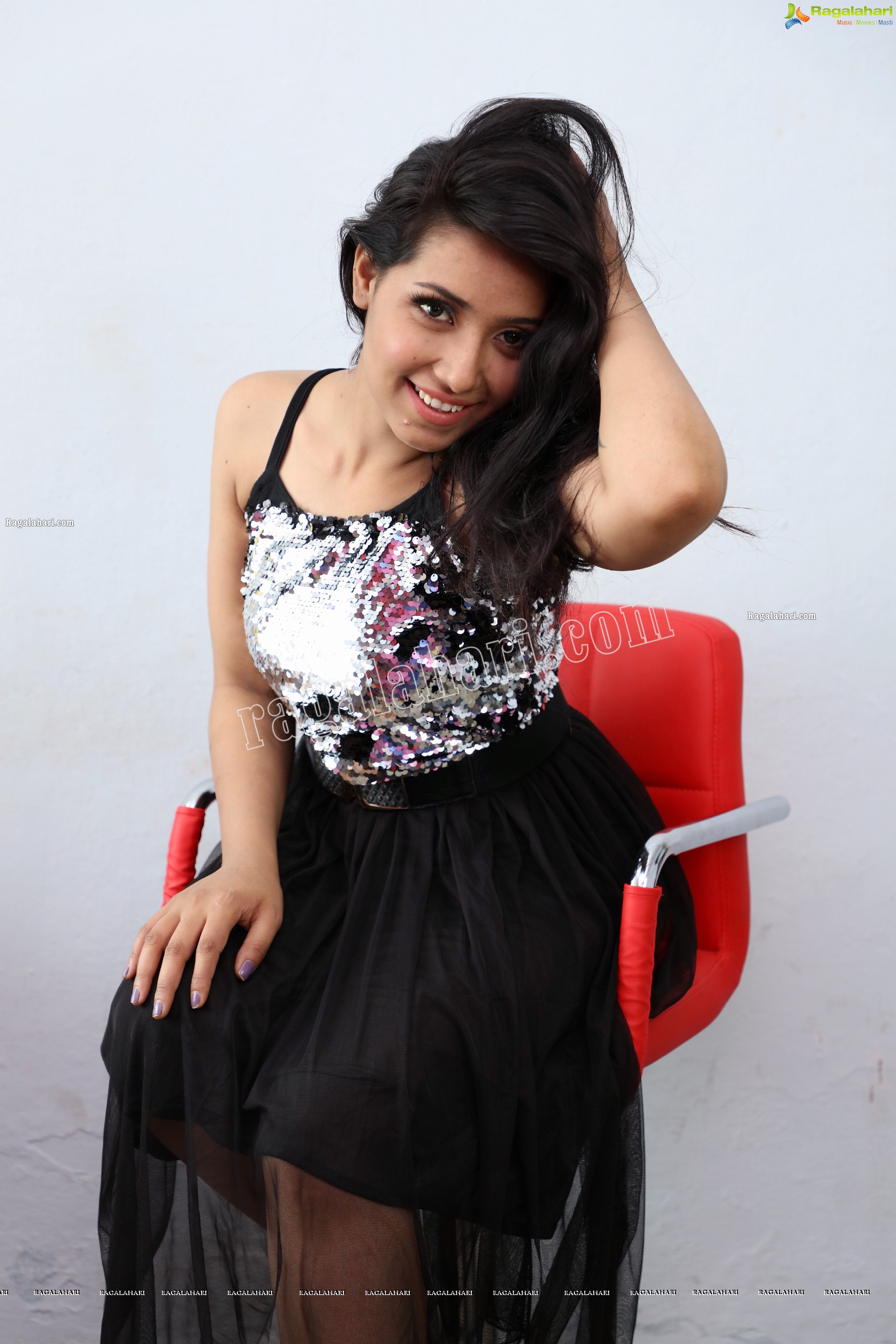 Neha Goswami in Black Sequin Embellished Skater Dress, Exclusive Photo Shoot