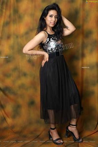 Neha Goswami in Black Sequin Embellished Skater Dress