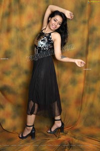 Neha Goswami in Black Sequin Embellished Skater Dress