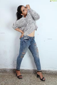 Neha Goswami in Ripped Jeans and fuzzy Sweatshirt