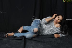 Neha Goswami in Ripped Jeans and fuzzy Sweatshirt