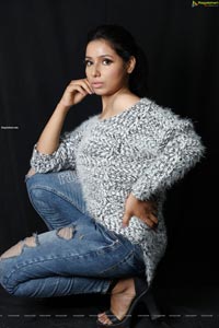 Neha Goswami in Ripped Jeans and fuzzy Sweatshirt