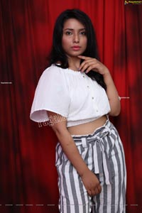 Neha Goswami in White Elastic Waist Crop Top and Stripe Pant