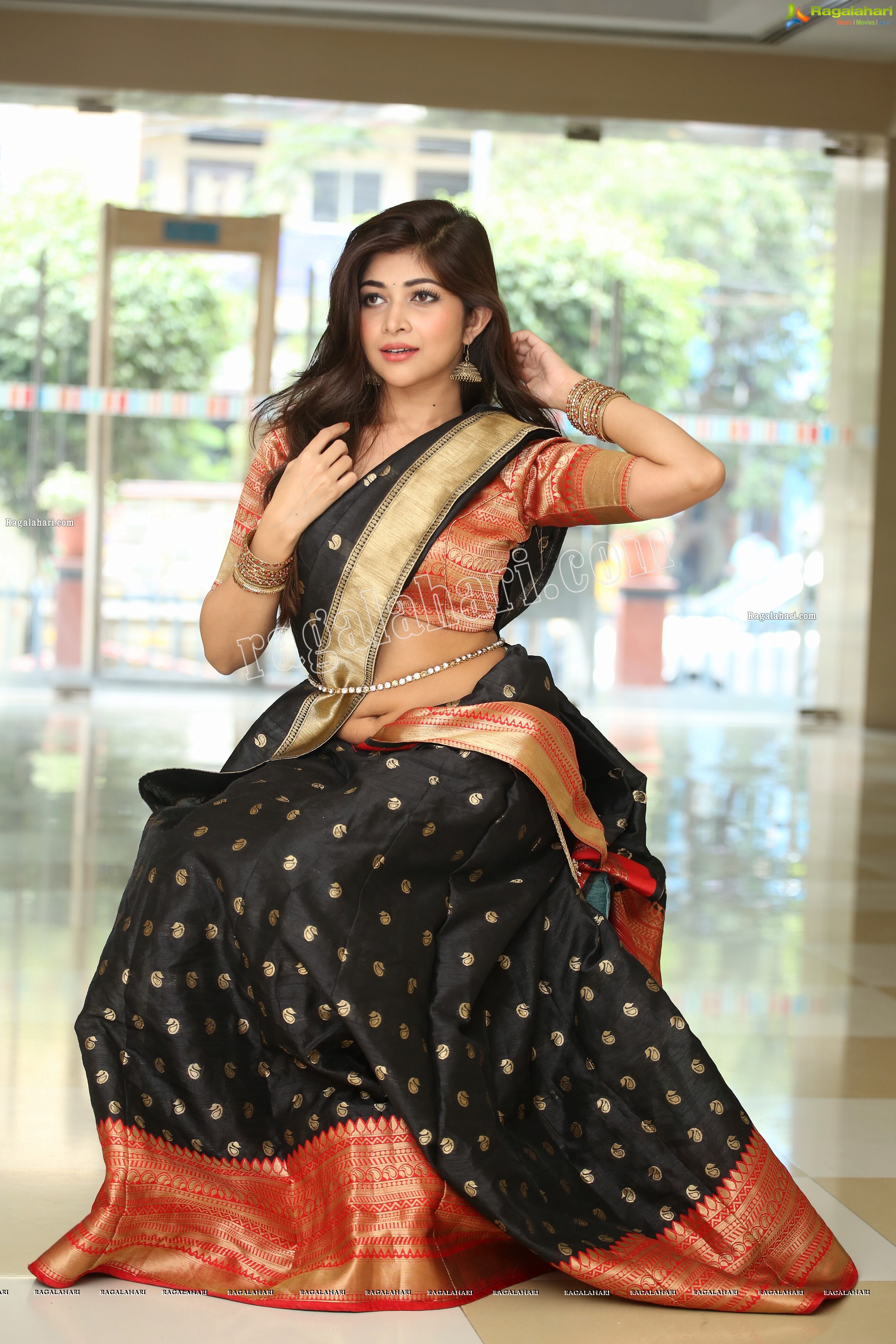 Srijita Ghosh in Black and Red Traditional Pattu Half Saree, Exclusive Photo Shoot