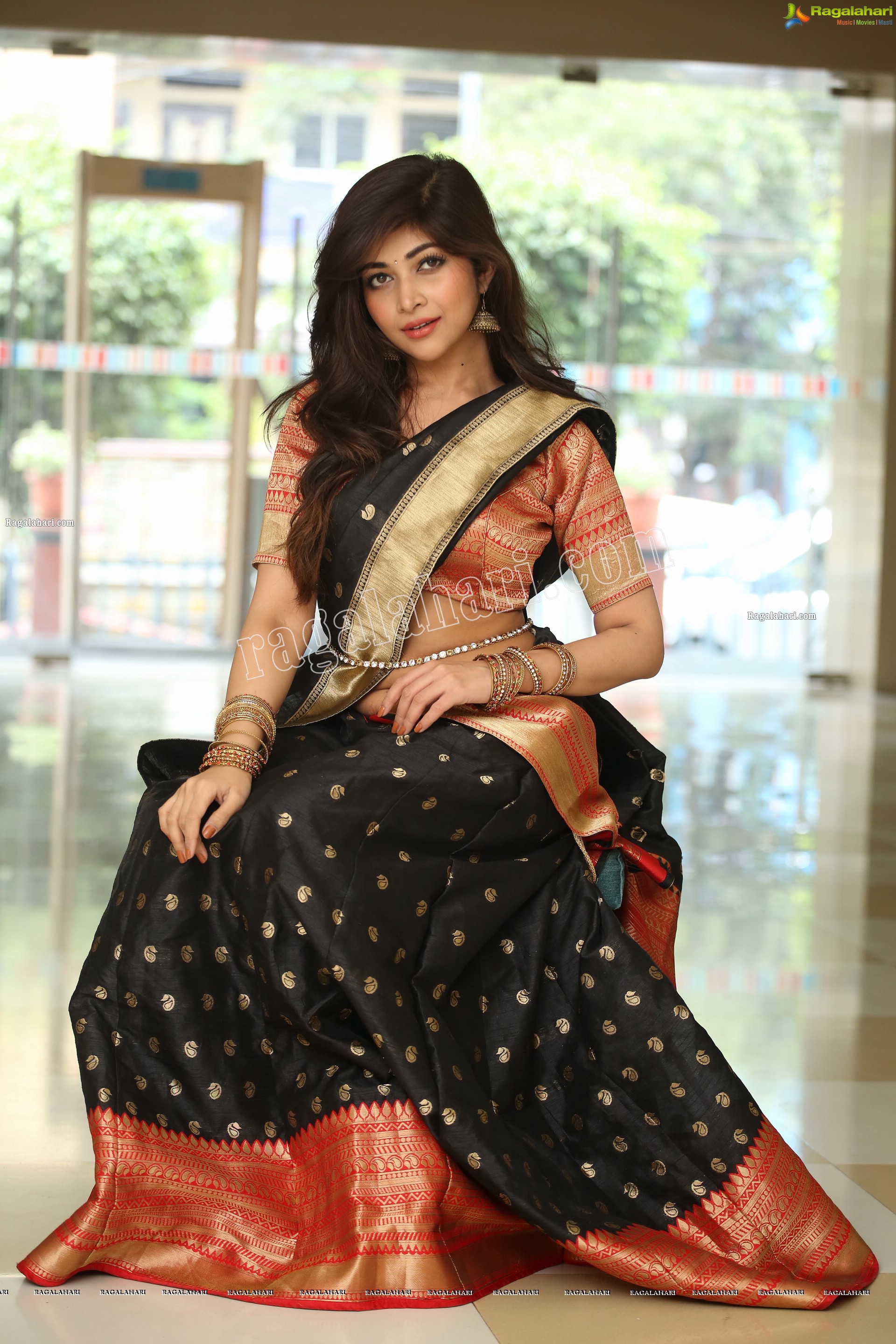 Srijita Ghosh in Black and Red Traditional Pattu Half Saree, Exclusive Photo Shoot