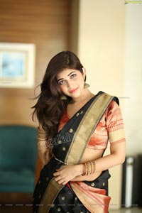 Srijita Ghosh in Black and Red Traditional Pattu Half Saree